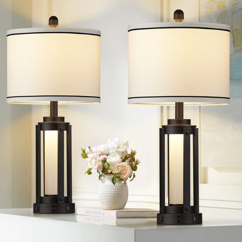 Table lamp with usb port and power outlet store